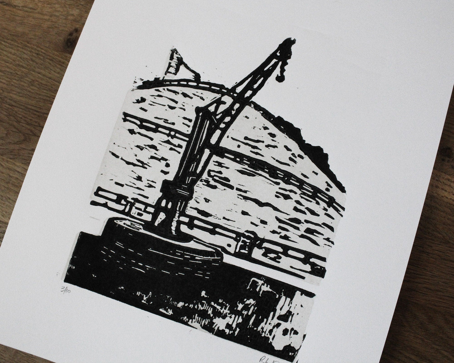 Clare Goods Crane. Limited Edition Lino Print by The Rik Barwick Studio