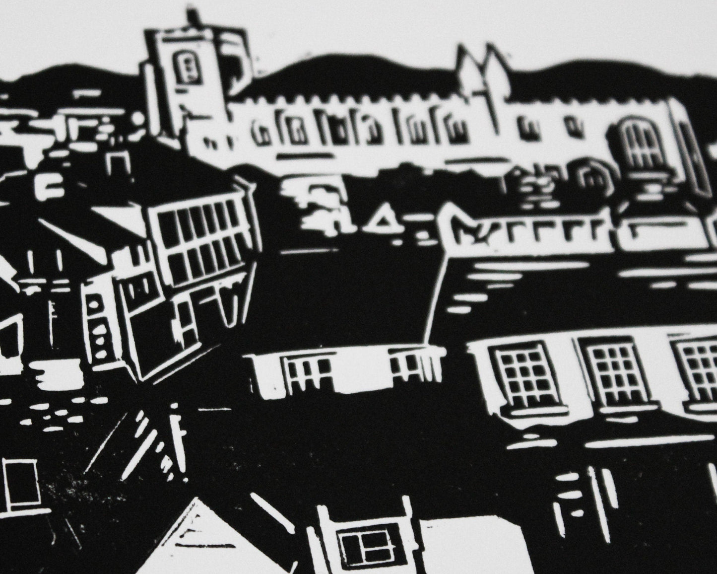 Clare Rooftops - Limited Edition Lino Print by The Rik Barwick Studio