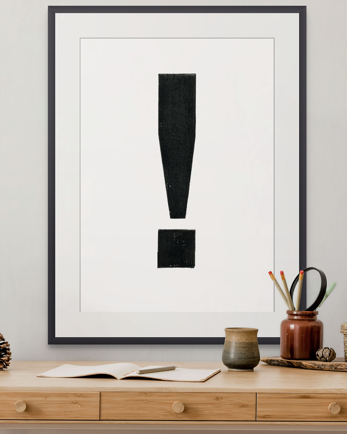Exclamation Mark - Letterpress Print in Black by The Rik Barwick Studio