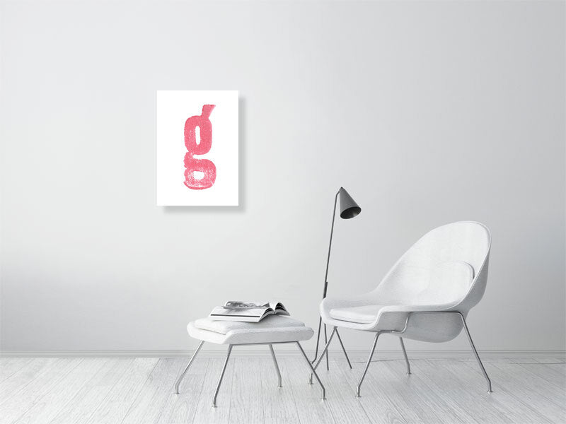 G - Letterpress Print in Pink by The Rik Barwick Studio