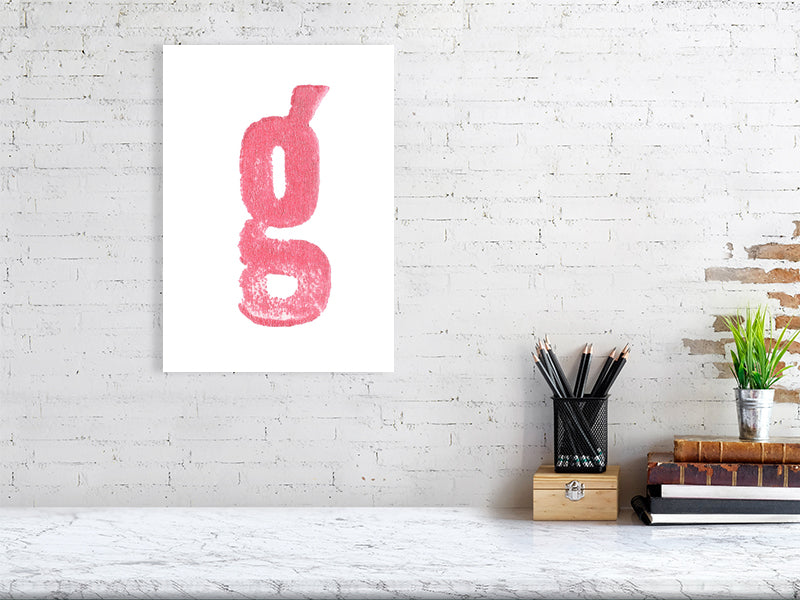 G - Letterpress Print in Pink by The Rik Barwick Studio