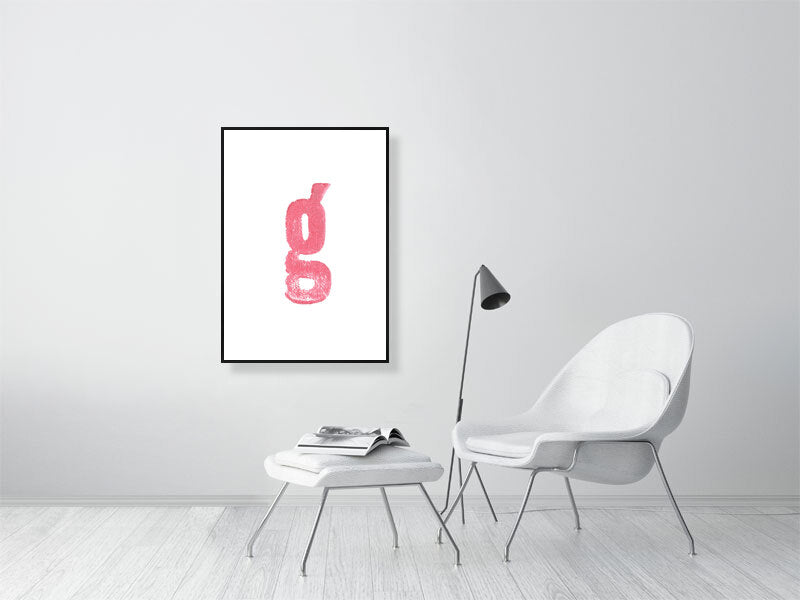 G - Letterpress Print in Pink by The Rik Barwick Studio