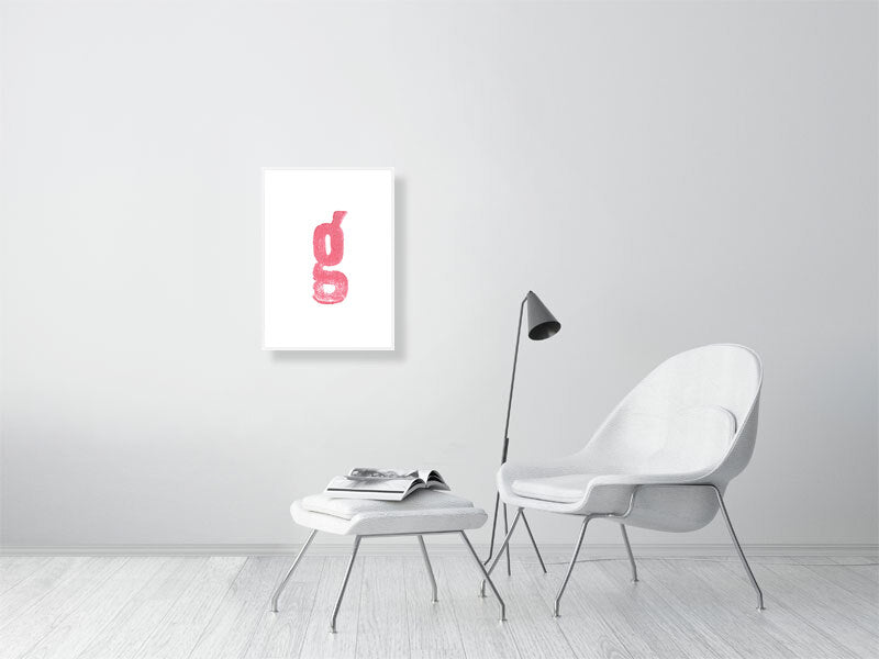 G - Letterpress Print in Pink by The Rik Barwick Studio