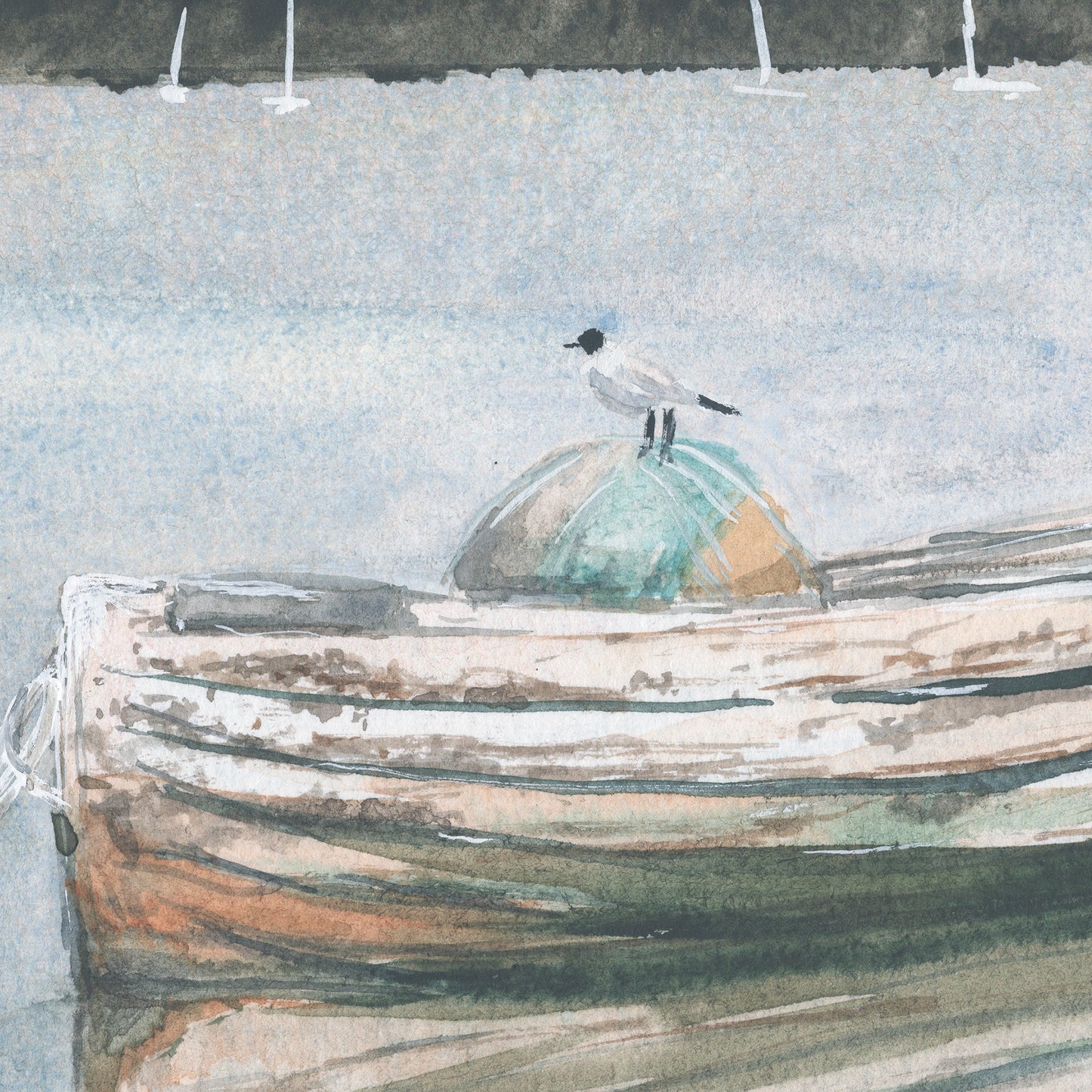 Glistening Gull of Pin Mill, Suffolk - Original Watercolour Painting by The Rik Barwick Studio