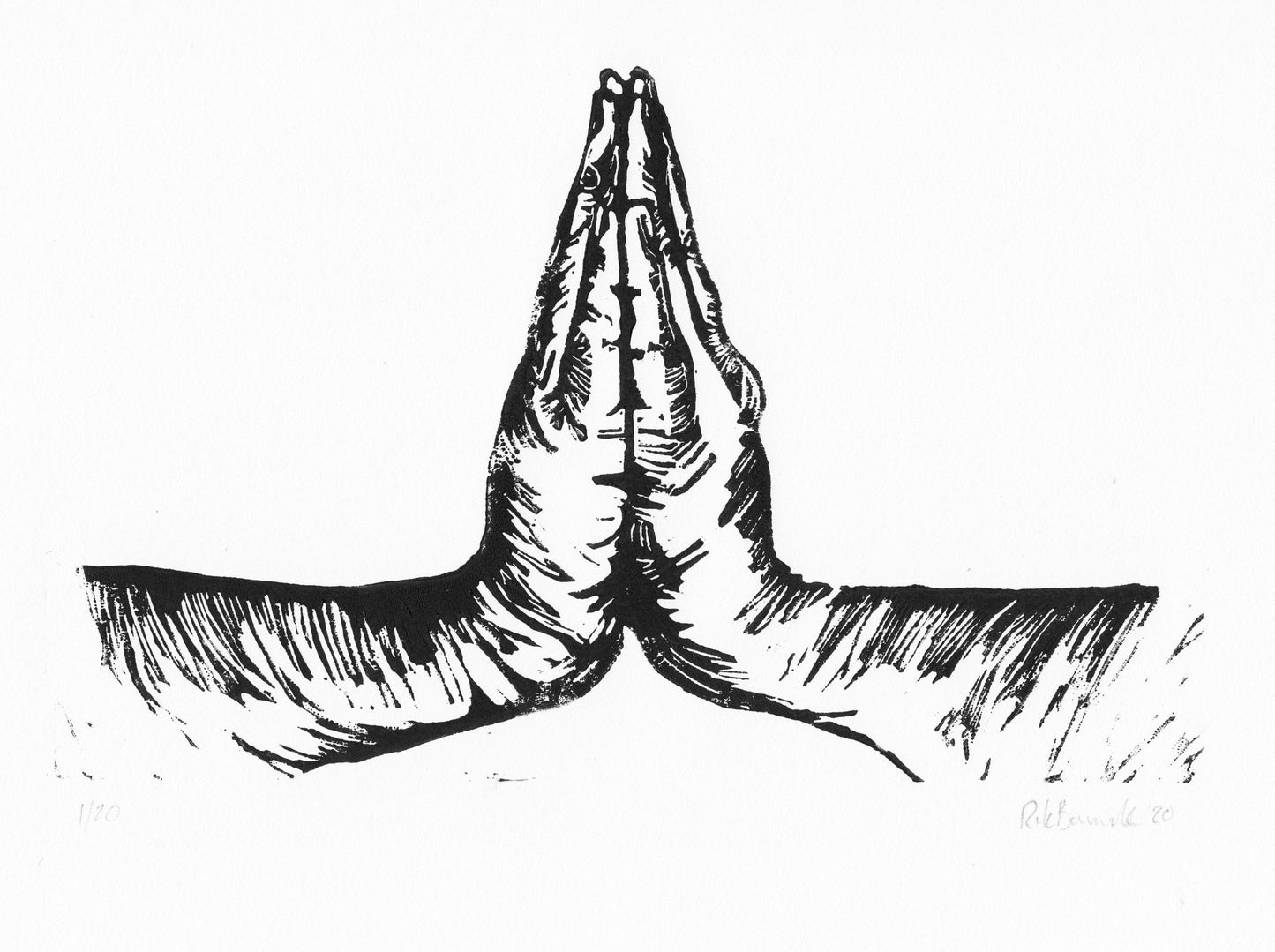 Namaste. Limited Edition Linocut Print by The Rik Barwick Studio