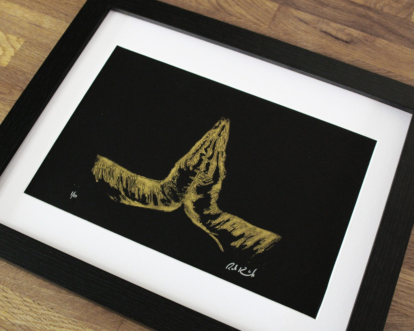 Namaste - Original lino print by Rik Barwick by The Rik Barwick Studio