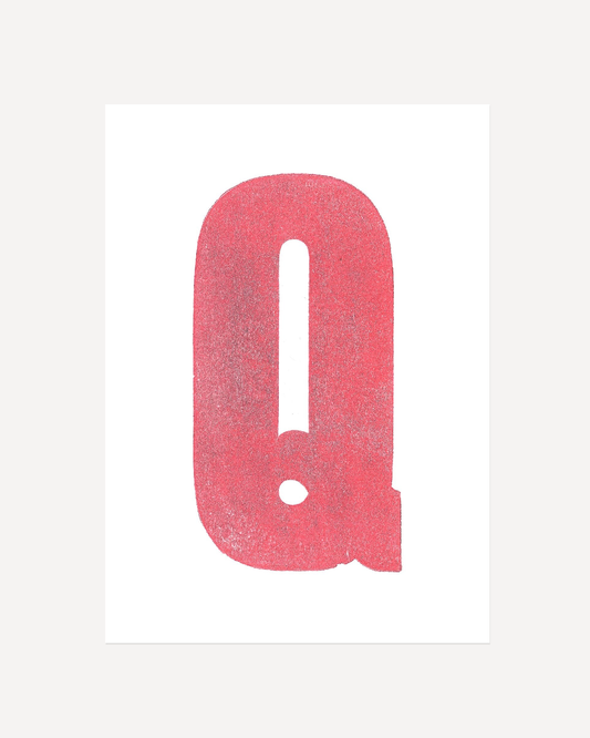 Q - Letterpress Print in Pink by The Rik Barwick Studio