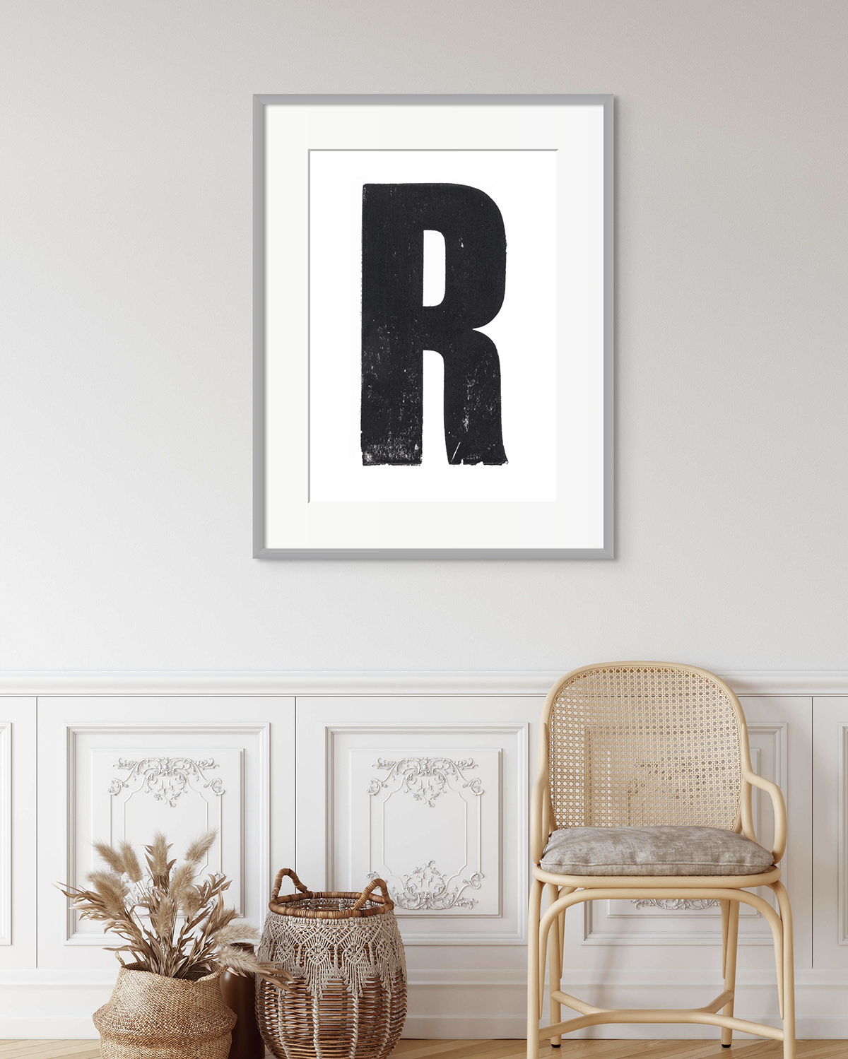 R - Letterpress Print in Black by The Rik Barwick Studio