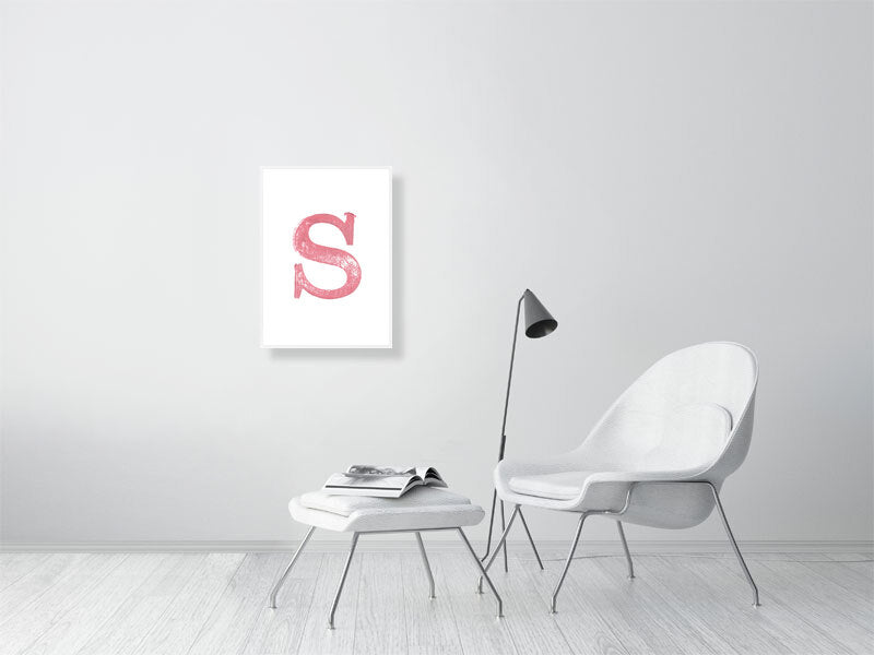 S - Letterpress Print in Pink by The Rik Barwick Studio