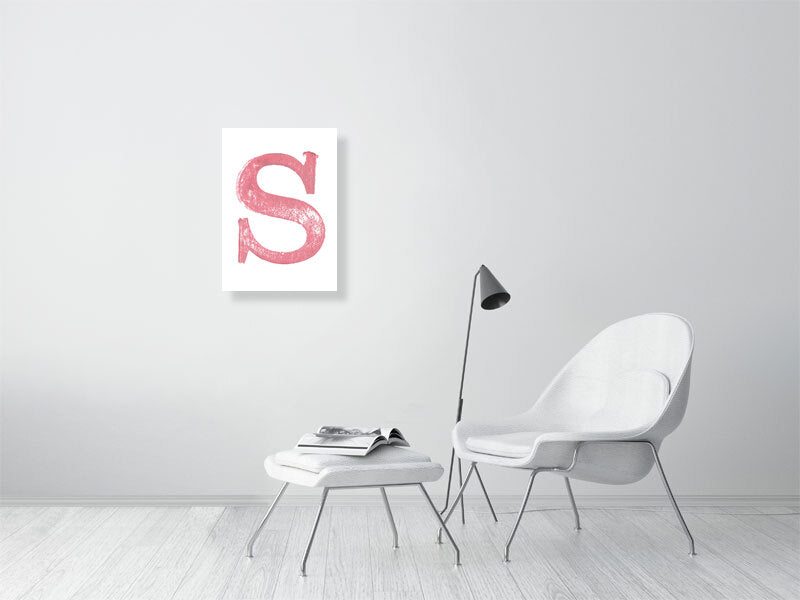 S - Letterpress Print in Pink by The Rik Barwick Studio