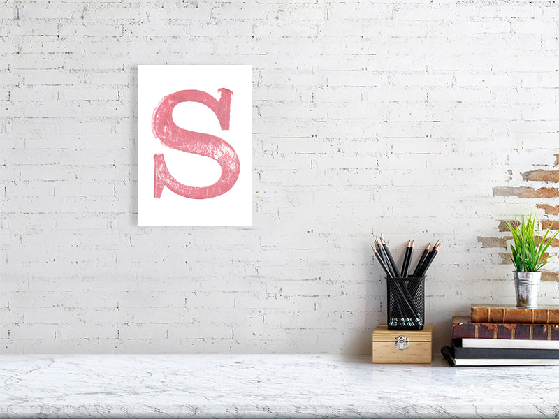 S - Letterpress Print in Pink by The Rik Barwick Studio