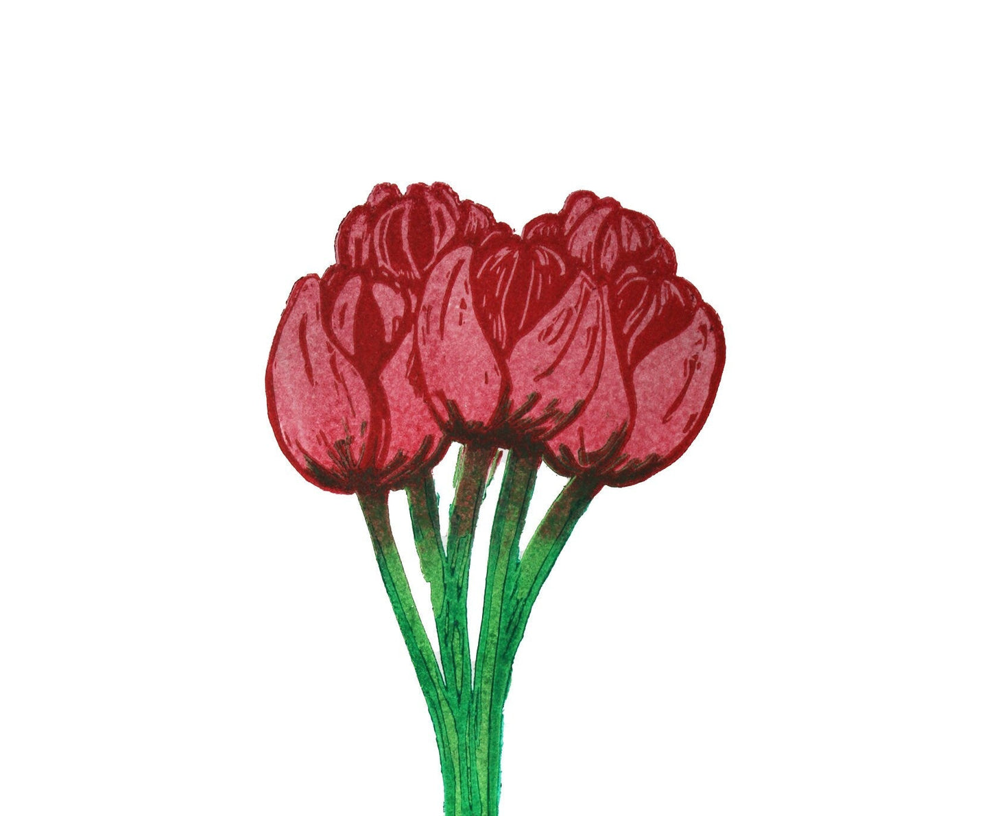 Springtime Tulips, Limited Edition Lino Print by The Rik Barwick Studio