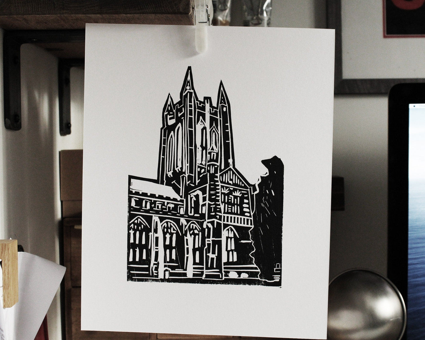 St. Edmundsbury Cathedral. Limited Edition Linocut Print by The Rik Barwick Studio