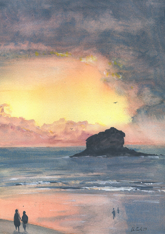 Sunset at Gull Rock, Cornwall by The Rik Barwick Studio