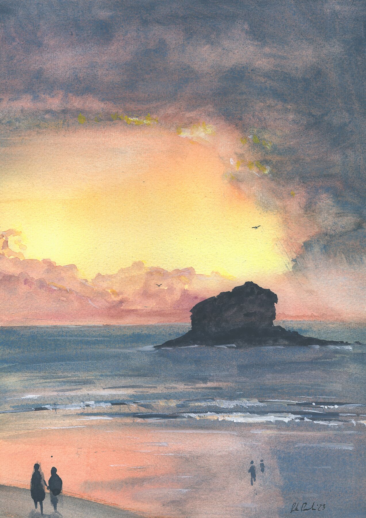 Sunset at Gull Rock, Cornwall by The Rik Barwick Studio