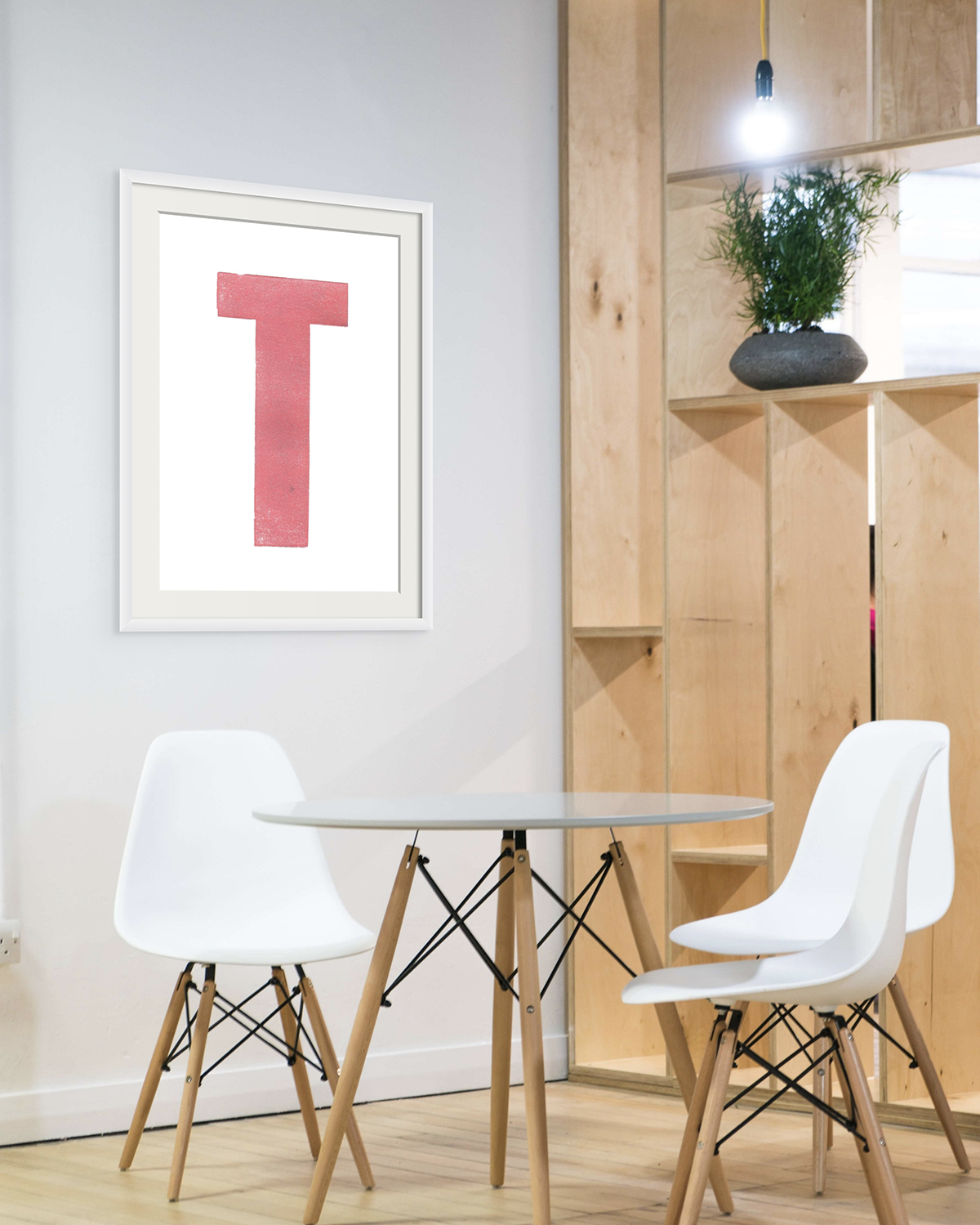 T - Letterpress Print in Pink by The Rik Barwick Studio