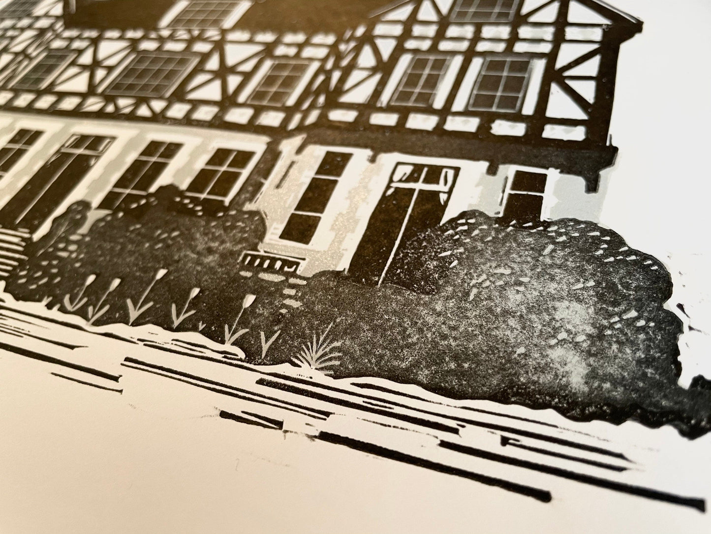 The Grange, Thurston, Suffolk. Limited Edition Linocut Print by The Rik Barwick Studio