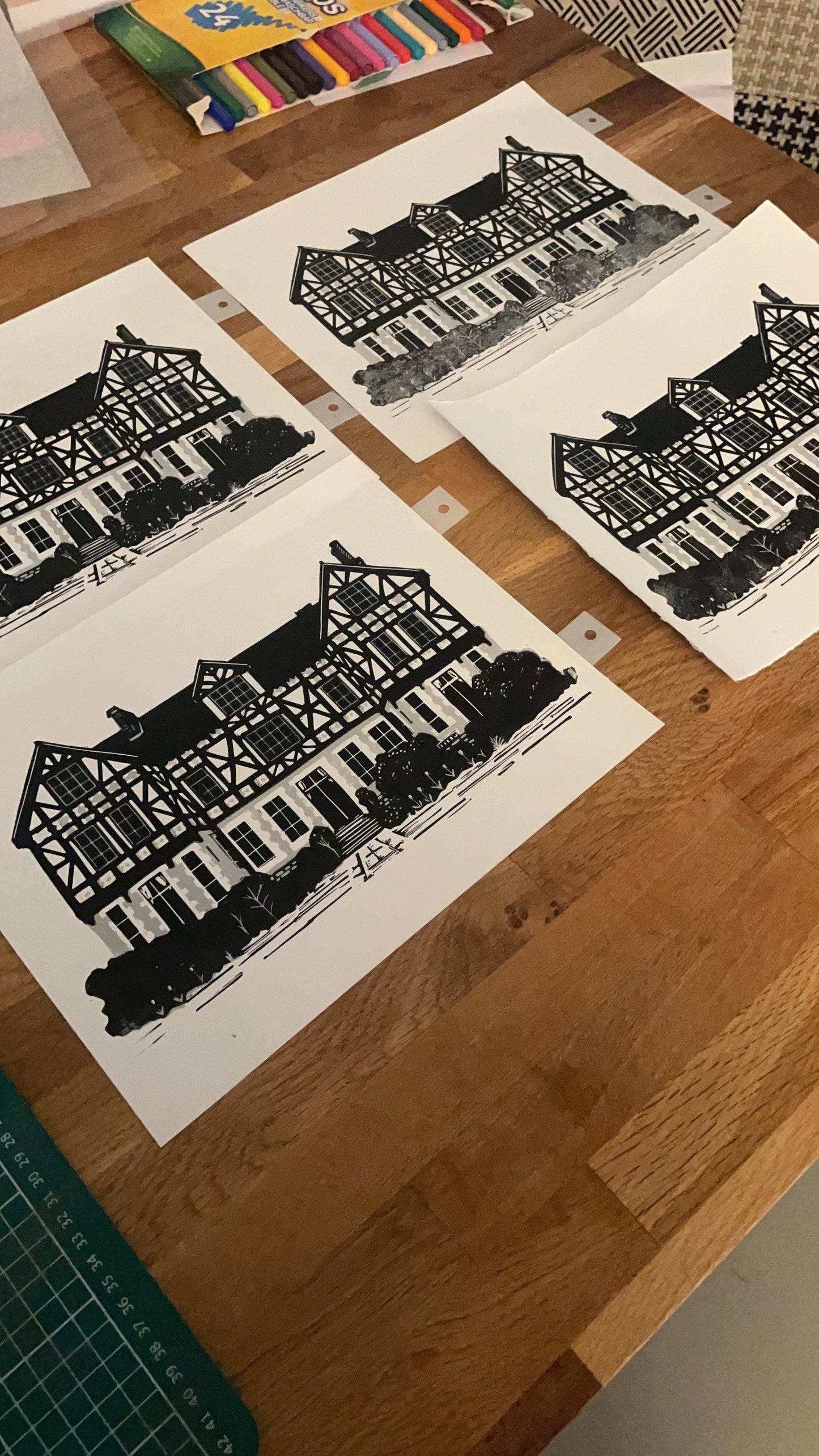 The Grange, Thurston, Suffolk. Limited Edition Linocut Print by The Rik Barwick Studio