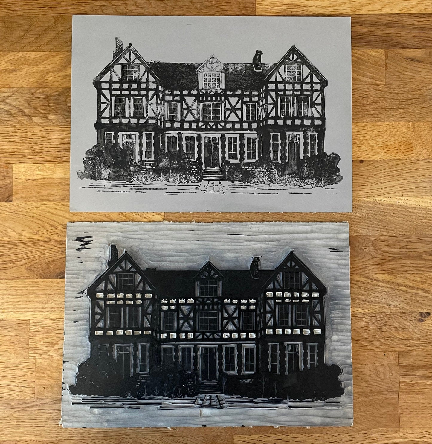 The Grange, Thurston, Suffolk. Limited Edition Linocut Print by The Rik Barwick Studio