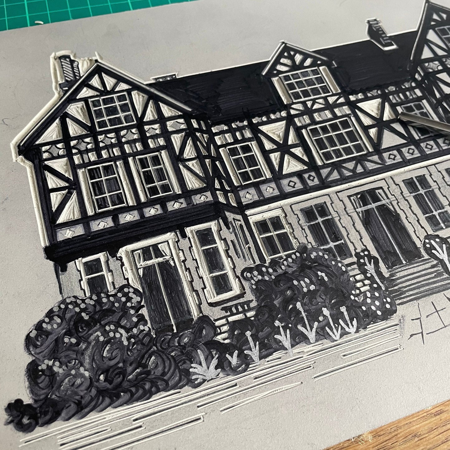 The Grange, Thurston, Suffolk. Limited Edition Linocut Print by The Rik Barwick Studio