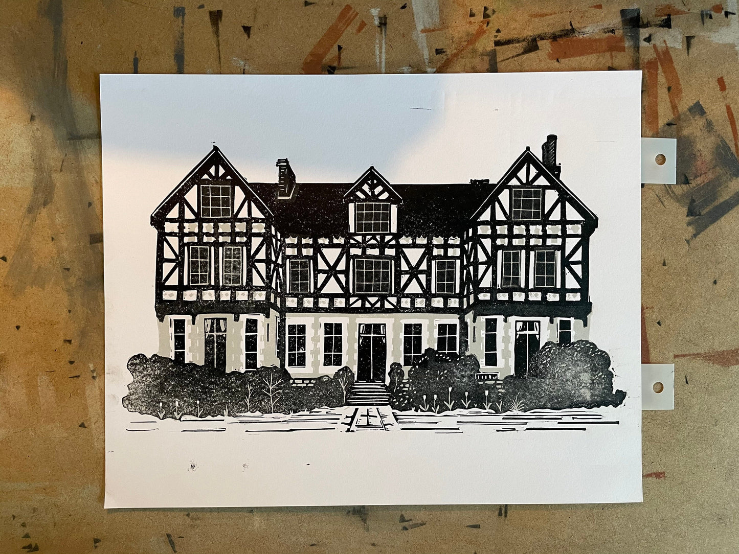 The Grange, Thurston, Suffolk. Limited Edition Linocut Print by The Rik Barwick Studio