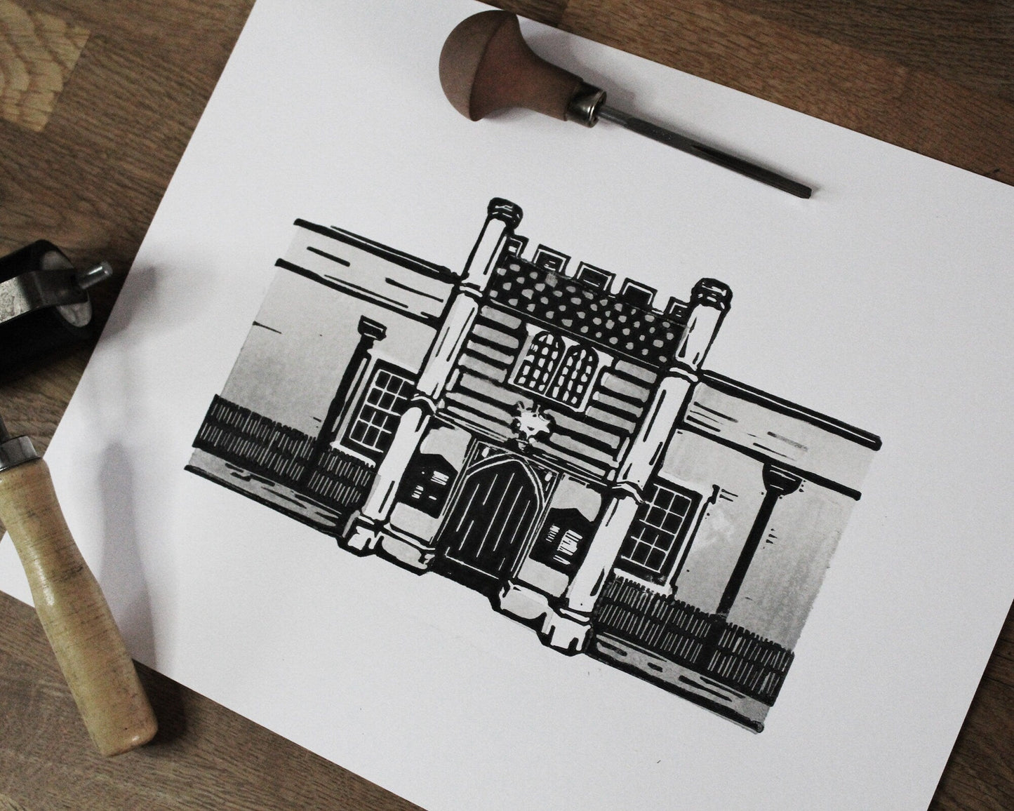 The Guildhall, Bury St Edmunds. Limited Edition Linocut Print by The Rik Barwick Studio