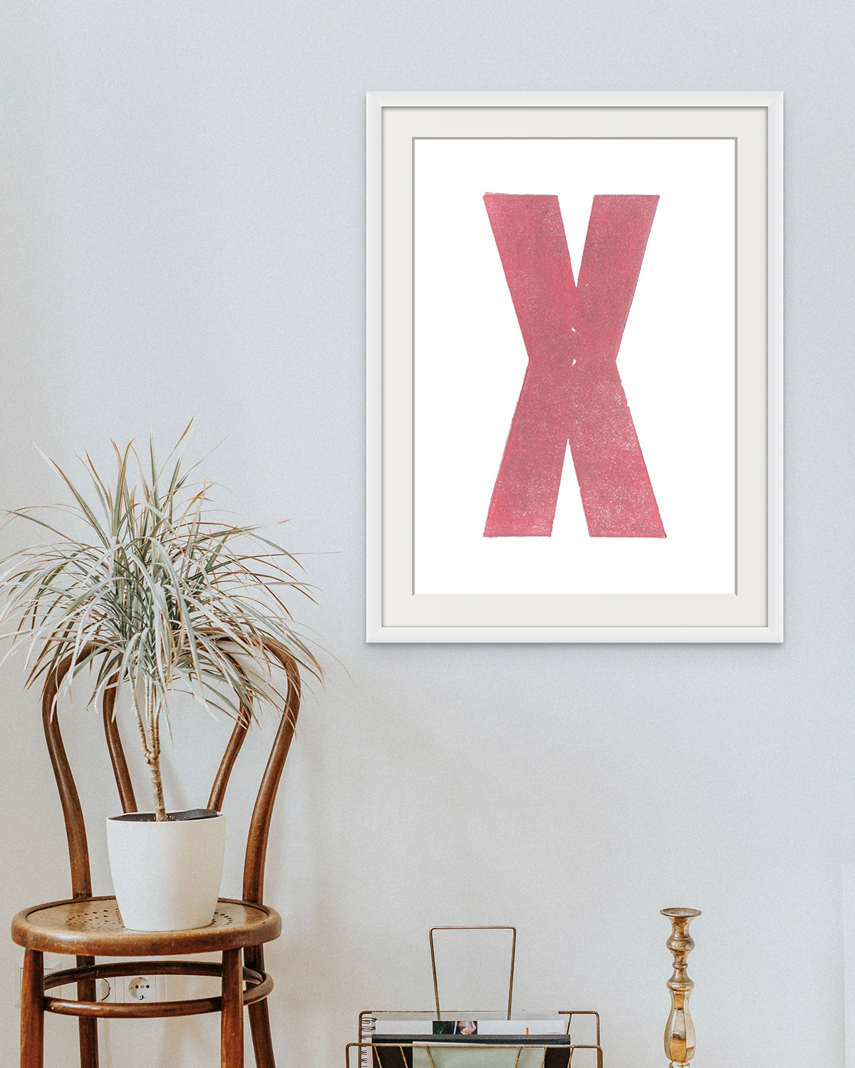 X - Letterpress Print in Pink by The Rik Barwick Studio