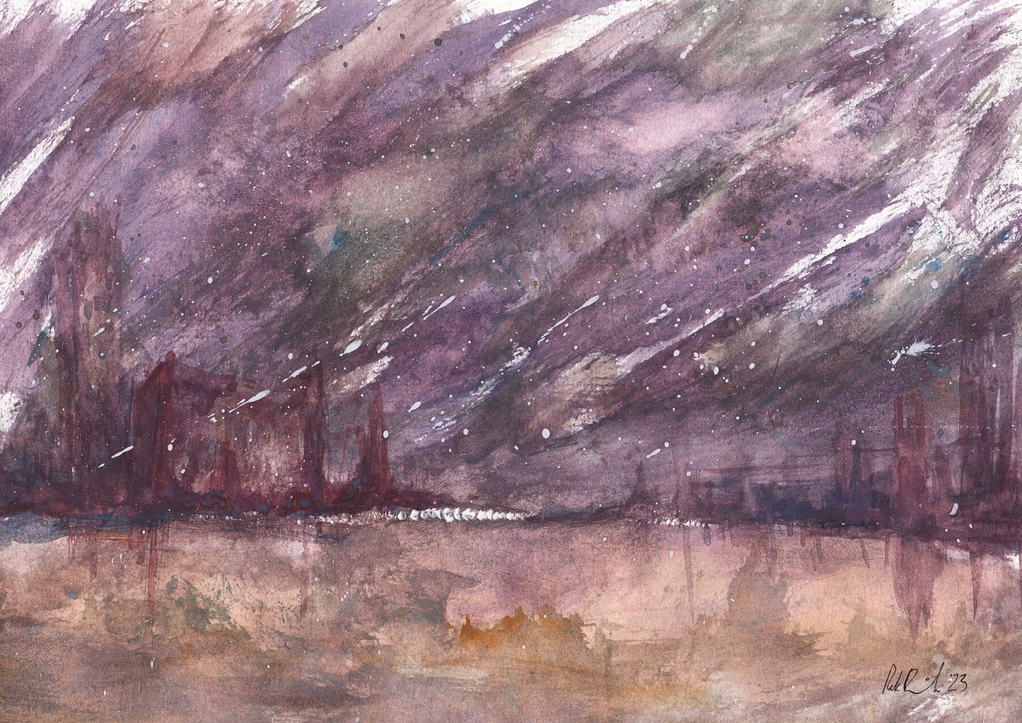 Abstract Storm, Watercolour - Giclee Print by The Rik Barwick Studio