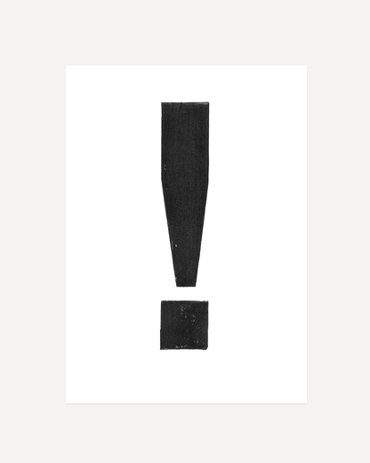 Exclamation Mark - Letterpress Print in Black by The Rik Barwick Studio