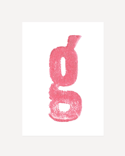 G - Letterpress Print in Pink by The Rik Barwick Studio