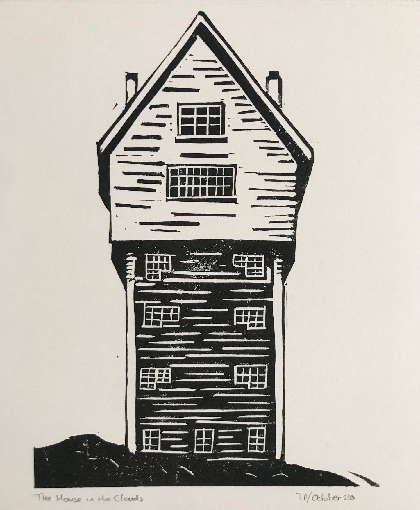House in the Clouds. Limited Edition Linocut Print by The Rik Barwick Studio