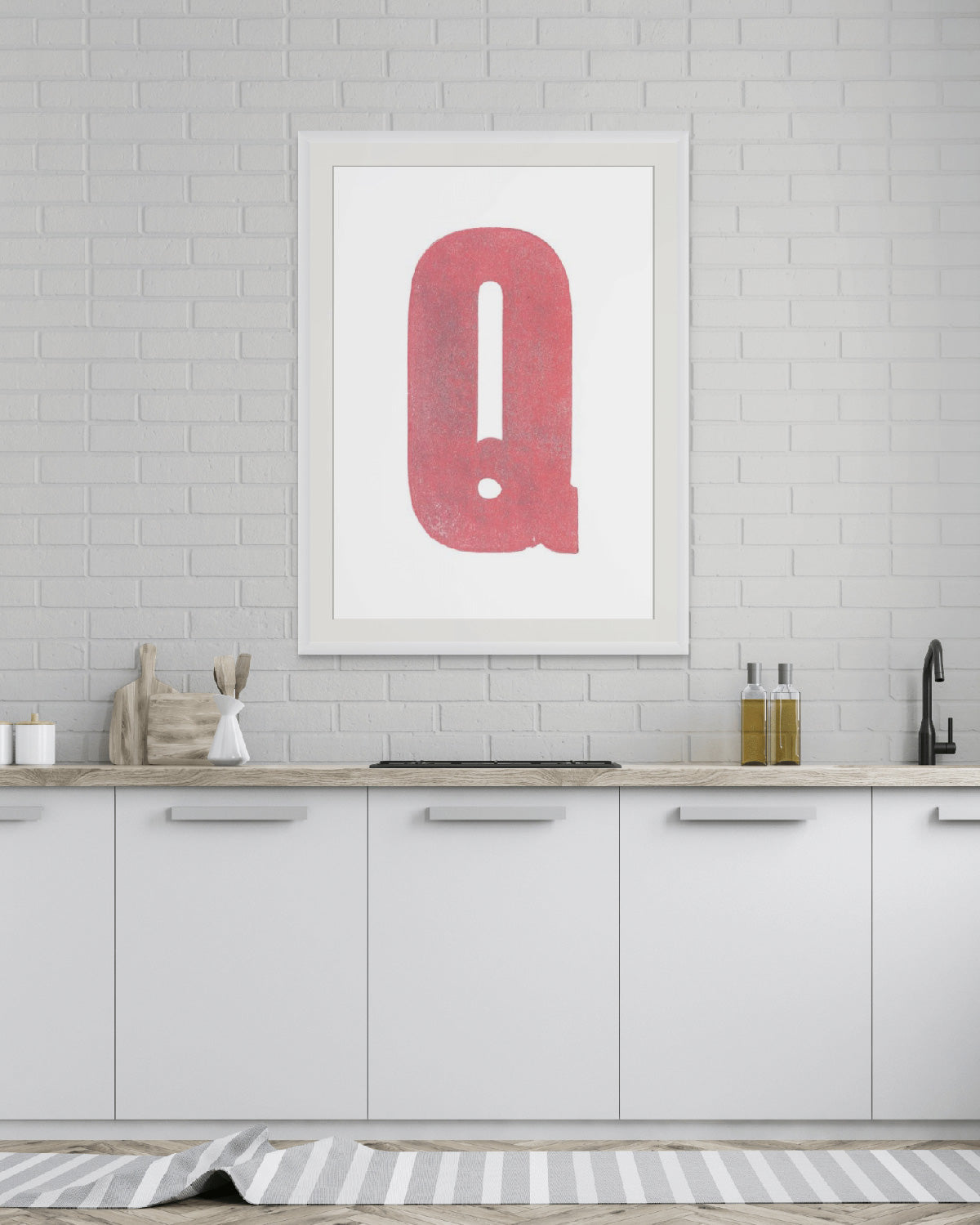 Q - Letterpress Print in Pink by The Rik Barwick Studio