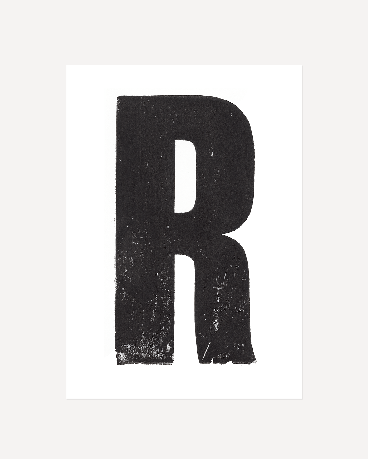 R - Letterpress Print in Black by The Rik Barwick Studio