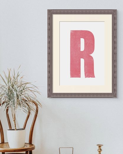 R - Letterpress Print in Pink by The Rik Barwick Studio