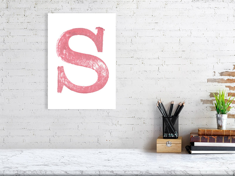 S - Letterpress Print in Pink by The Rik Barwick Studio