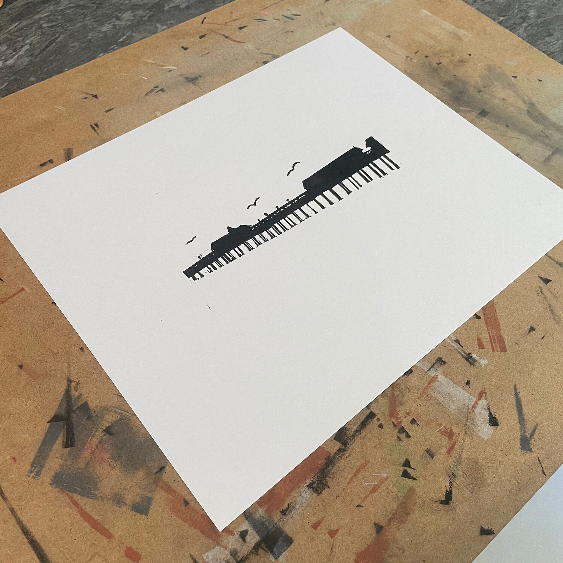 Southwold Pier. Limited Edition Linocut Print by The Rik Barwick Studio