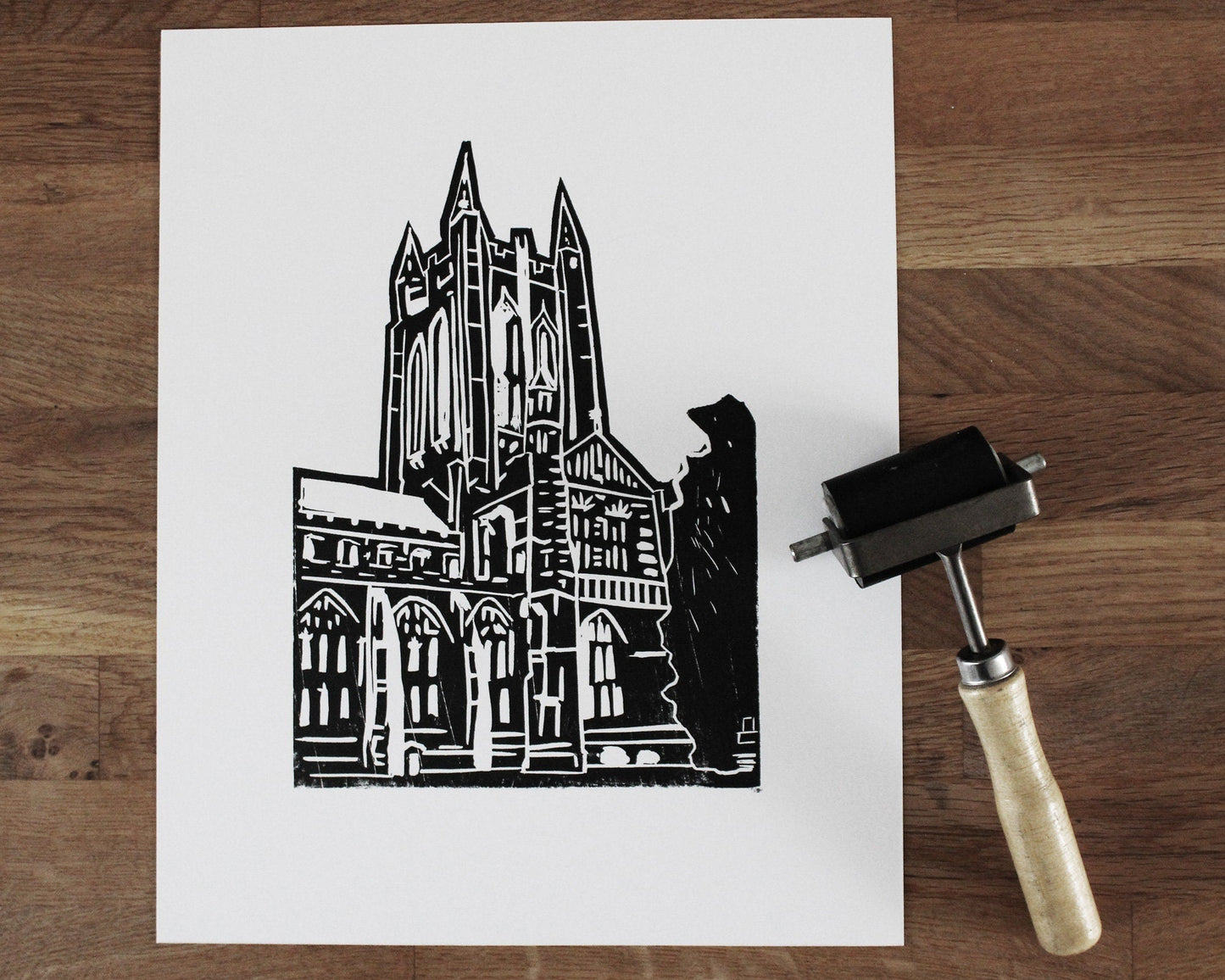 St. Edmundsbury Cathedral. Limited Edition Linocut Print by The Rik Barwick Studio