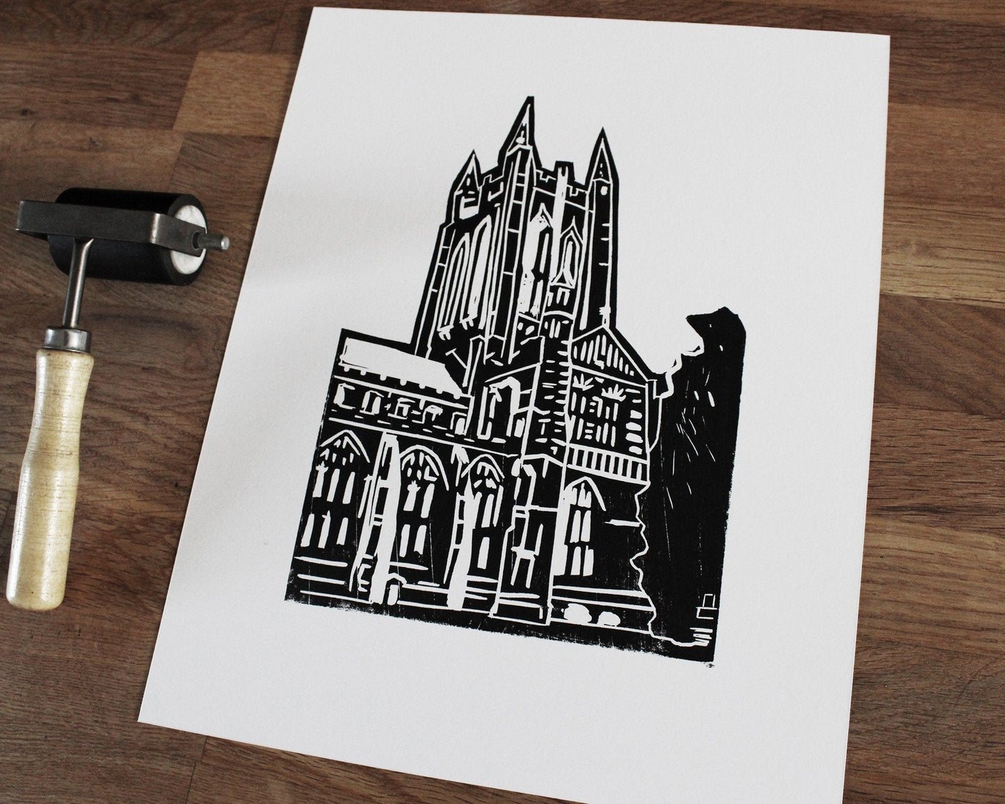 St. Edmundsbury Cathedral. Limited Edition Linocut Print by The Rik Barwick Studio