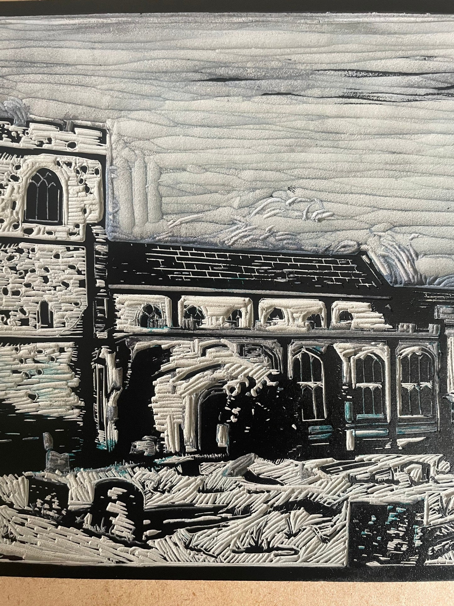 St Mary's Church, Glemsford, Suffolk. Limited Edition Linocut Print by The Rik Barwick Studio