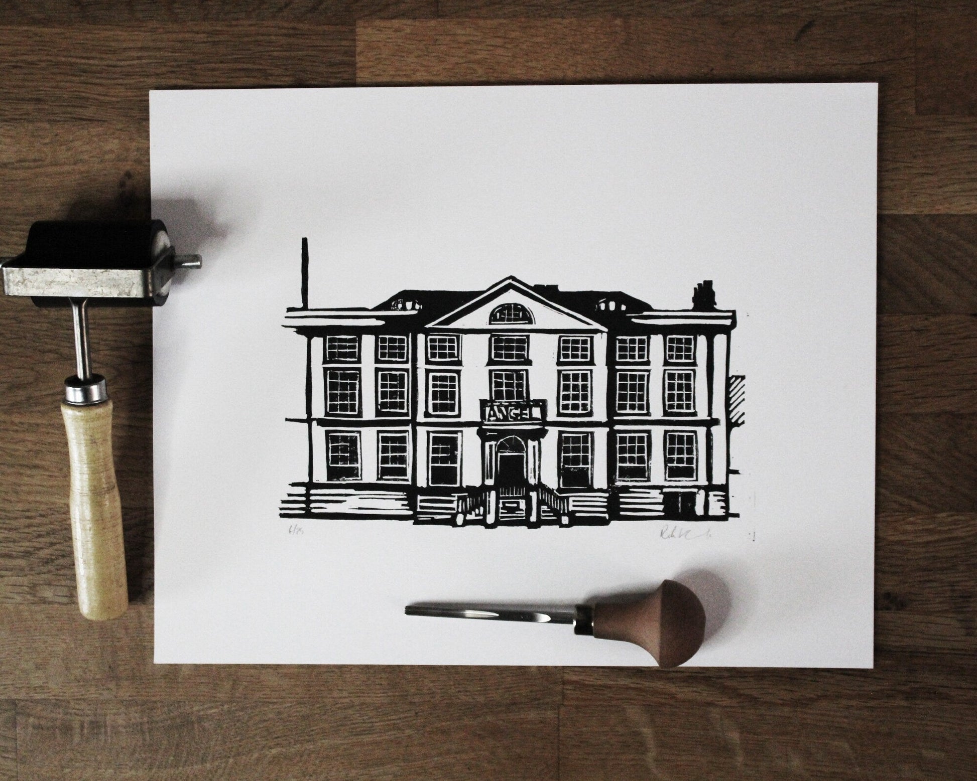 The Angel Hotel, Bury St Edmunds - Limited Edition Lino Print by The Rik Barwick Studio