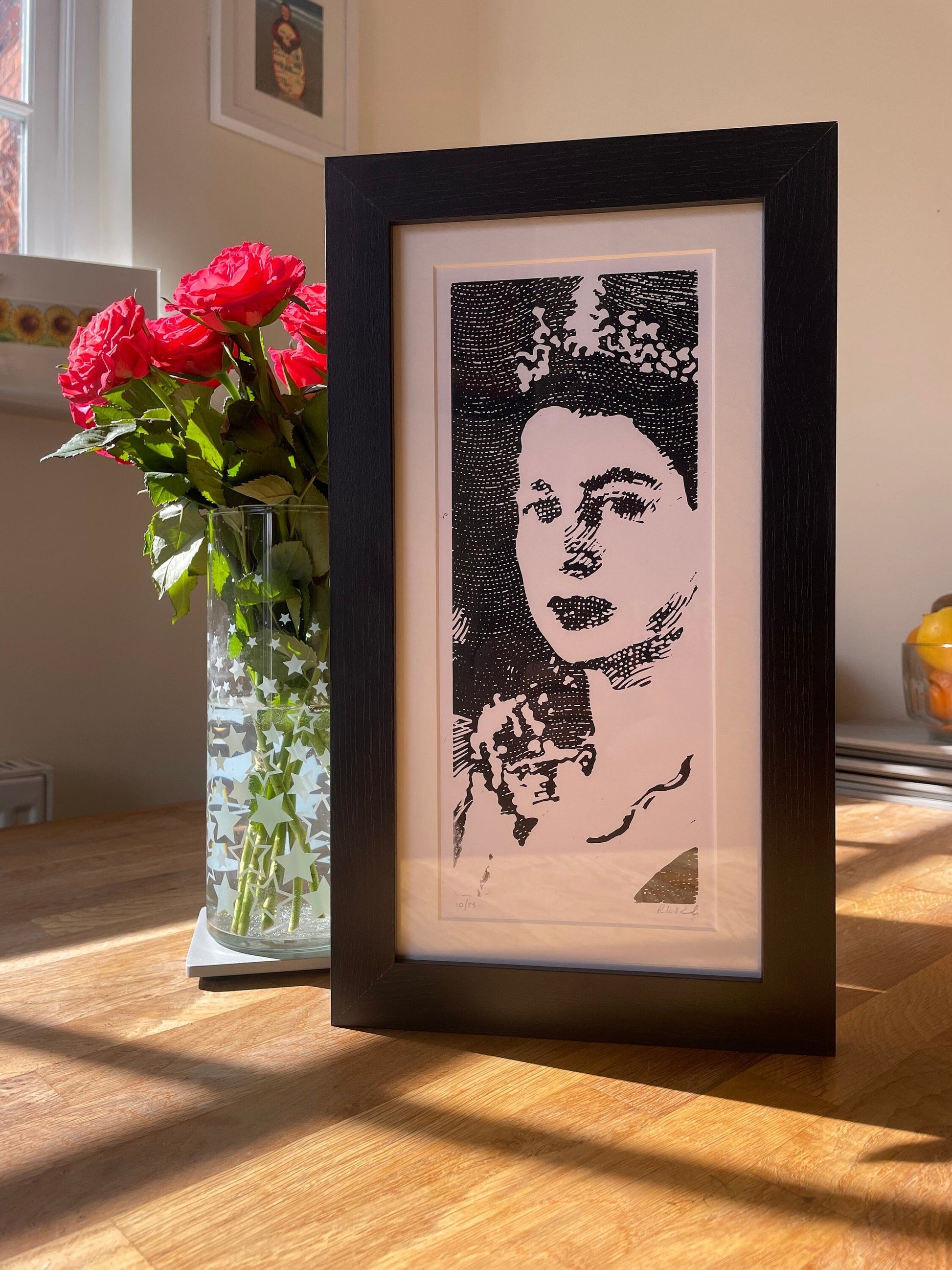The Queen. Limited Edition Linocut Print by The Rik Barwick Studio