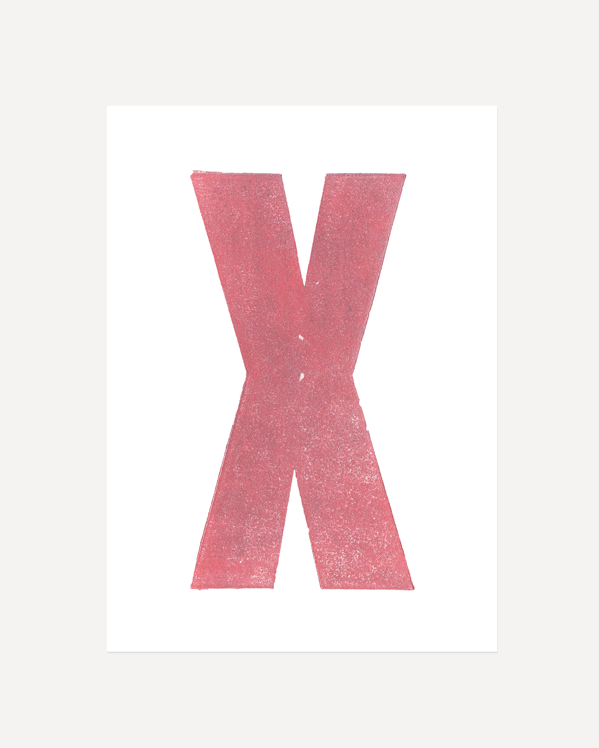X - Letterpress Print in Pink by The Rik Barwick Studio